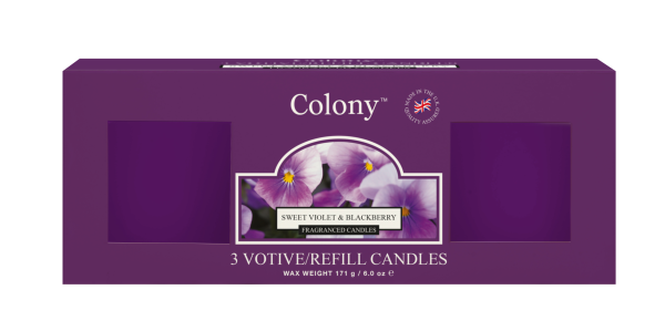 Wax Lyrical - Colony Fragranced 3 Votive Refill Box Sweet Violet & Blackberry Wax Lyrical - Colony Fragranced 3 Votive Refill Box Sweet Violet & Blackberry